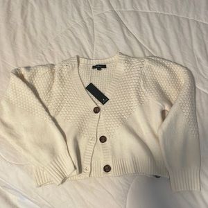 Lulu’s Warming Up to You Off White Knit Cropped Cardigan Sweater